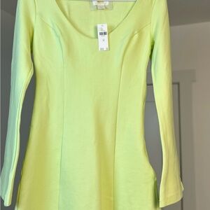 Anthropologie Lime Long Sleeve Dress